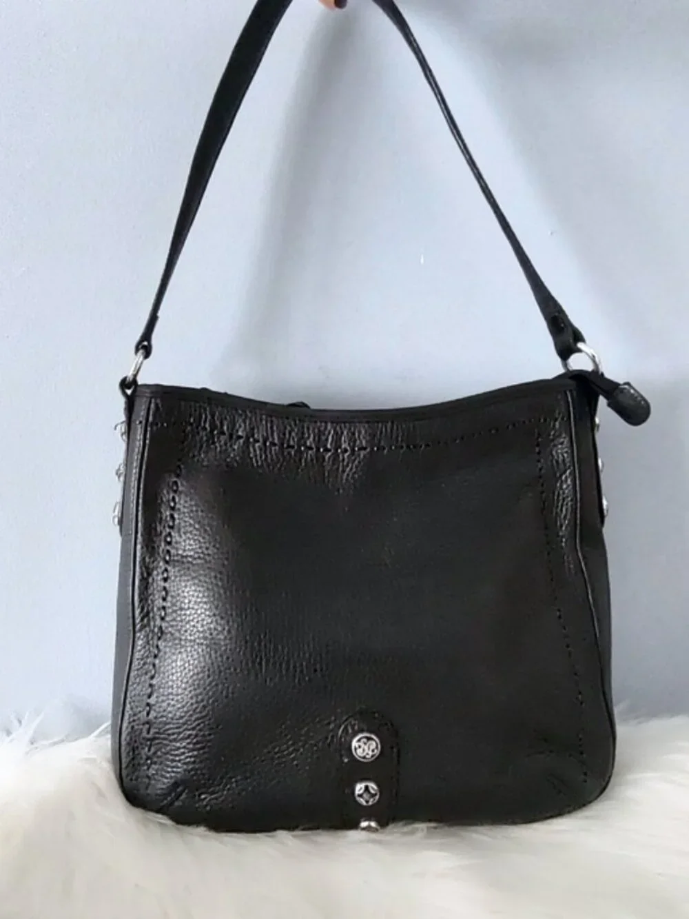 Brighton Collection leather scrollwork shoulder bag EUC